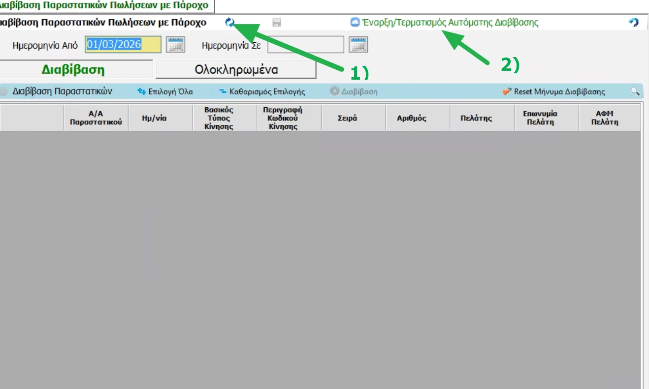 Ανανέωση και τερματισμός αυτόματης διαβίβασης